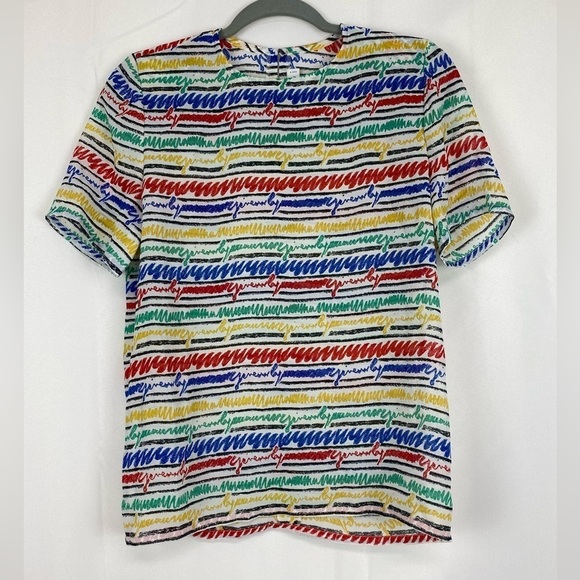 VINTAGE Boutique GIVENCHY Paris Multicolor Short Sleeve Blouse size 36 - Picture 1 of 9